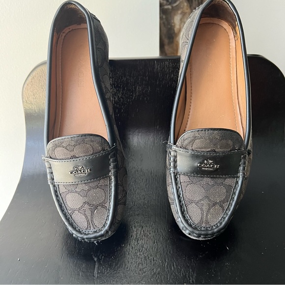 Coach Shoes - Coach Who won black and gray Odette canvas loafers